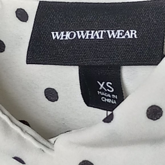 Who What Wear White Sheer Black Polka dot Blouse Button Up NWT XS Long Sleeve - Picture 10 of 16